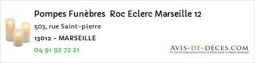 Avis de décès - La Destrousse - Pompes Funèbres Roc Eclerc Marseille 12