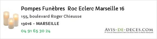 Avis de décès - Alleins - Pompes Funèbres Roc Eclerc Marseille 16