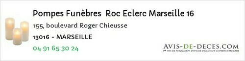 Avis de décès - Le Sambuc - Pompes Funèbres Roc Eclerc Marseille 16