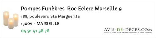 Avis de décès - Cadolive - Pompes Funèbres Roc Eclerc Marseille 9