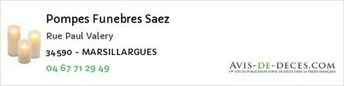 Avis de décès - Sérignan - Pompes Funebres Saez