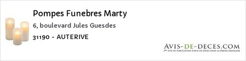 Avis de décès - Montaigut-sur-Save - Pompes Funebres Marty