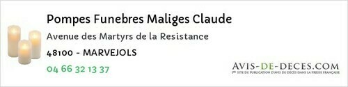 Avis de décès - Albaret-le-Comtal - Pompes Funebres Maliges Claude