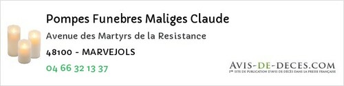 Avis de décès - Châteauneuf-de-Randon - Pompes Funebres Maliges Claude