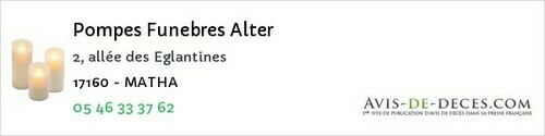 Avis de décès - Aujac - Pompes Funebres Alter