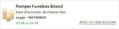 Avis de décès - Saint-Brieuc - Pompes Funebres Briend