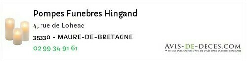 Avis de décès - Amanlis - Pompes Funebres Hingand