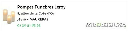 Avis de décès - Saint-Rémy-Lès-Chevreuse - Pompes Funebres Leroy