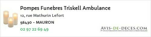 Avis de décès - Erdeven - Pompes Funebres Triskell Ambulance