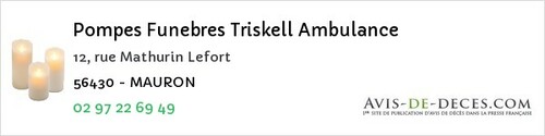 Avis de décès - Kernascléden - Pompes Funebres Triskell Ambulance