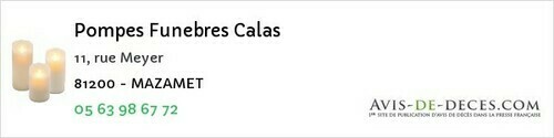 Avis de décès - Réalmont - Pompes Funebres Calas