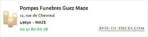 Avis de décès - Saint-Philbert-Du-Peuple - Pompes Funebres Guez Maze