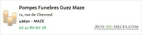 Avis de décès - Mazé - Pompes Funebres Guez Maze