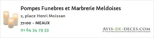 Avis de décès - La Madeleine-Sur-Loing - Pompes Funebres et Marbrerie Meldoises