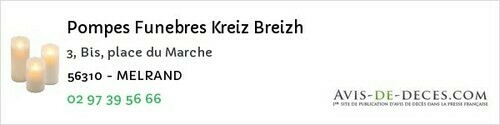 Avis de décès - Réminiac - Pompes Funebres Kreiz Breizh