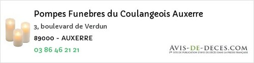 Avis de décès - Soucy - Pompes Funebres du Coulangeois Auxerre