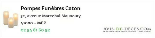 Avis de décès - Mer - Pompes Funèbres Caton
