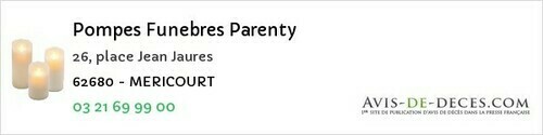 Avis de décès - Mericourt - Pompes Funebres Parenty