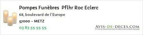 Avis de décès - Rémelfang - Pompes Funèbres Pflhr Roc Eclerc