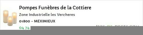 Avis de décès - Meximieux - Pompes Funèbres de la Cottiere