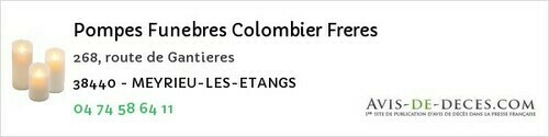 Avis de décès - Villefontaine - Pompes Funebres Colombier Freres