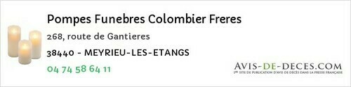 Avis de décès - Izeron - Pompes Funebres Colombier Freres