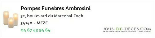 Avis de décès - Teyran - Pompes Funebres Ambrosini