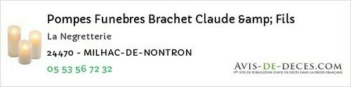 Avis de décès - Terrasson-Lavilledieu - Pompes Funebres Brachet Claude & Fils