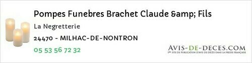 Avis de décès - Agonac - Pompes Funebres Brachet Claude & Fils