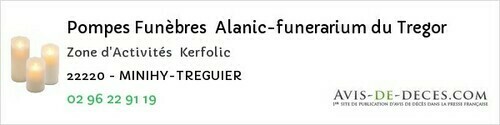 Avis de décès - Trébry - Pompes Funèbres Alanic-funerarium du Tregor
