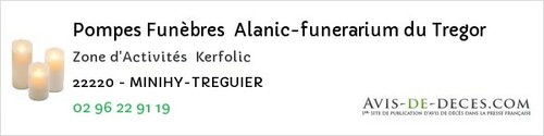 Avis de décès - Ploulec'h - Pompes Funèbres Alanic-funerarium du Tregor