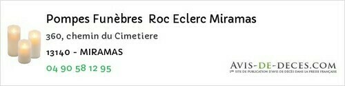 Avis de décès - Coudoux - Pompes Funèbres Roc Eclerc Miramas
