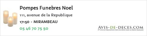 Avis de décès - Nieul-lès-Saintes - Pompes Funebres Noel