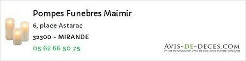Avis de décès - Esclassan-Labastide - Pompes Funebres Maimir