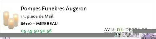 Avis de décès - Nalliers - Pompes Funebres Augeron
