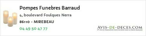 Avis de décès - Saint-Macoux - Pompes Funebres Barraud