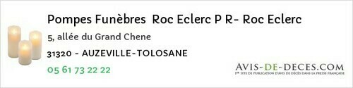 Avis de décès - Portet-D'aspet - Pompes Funèbres Roc Eclerc P R- Roc Eclerc