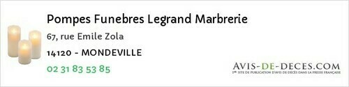 Avis de décès - Honfleur - Pompes Funebres Legrand Marbrerie