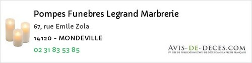 Avis de décès - Saint-Martin-De-Fontenay - Pompes Funebres Legrand Marbrerie