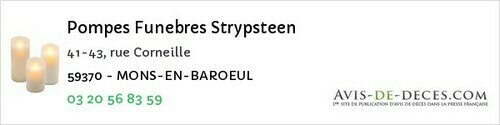 Avis de décès - Hornaing - Pompes Funebres Strypsteen