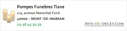 Avis de décès - Carcen-Ponson - Pompes Funebres Tisne