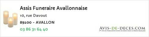 Avis de décès - Avallon - Assis Funeraire Avallonnaise
