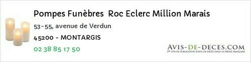 Avis de décès - Coullons - Pompes Funèbres Roc Eclerc Million Marais
