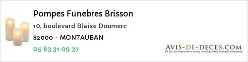 Avis de décès - Montauban - Pompes Funebres Brisson