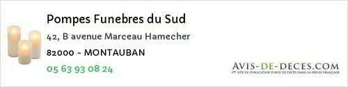 Avis de décès - Montauban - Pompes Funebres du Sud