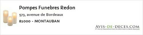 Avis de décès - Montalzat - Pompes Funebres Redon