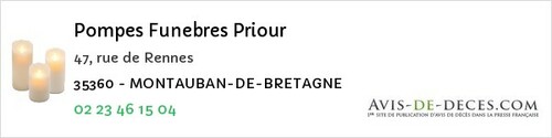 Avis de décès - Saint-Broladre - Pompes Funebres Priour