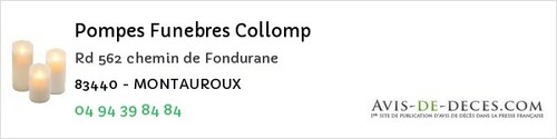 Avis de décès - Châteaudouble - Pompes Funebres Collomp
