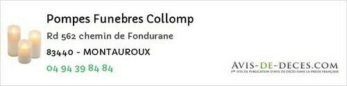 Avis de décès - Le Muy - Pompes Funebres Collomp