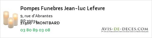 Avis de décès - Lux - Pompes Funebres Jean-luc Lefevre